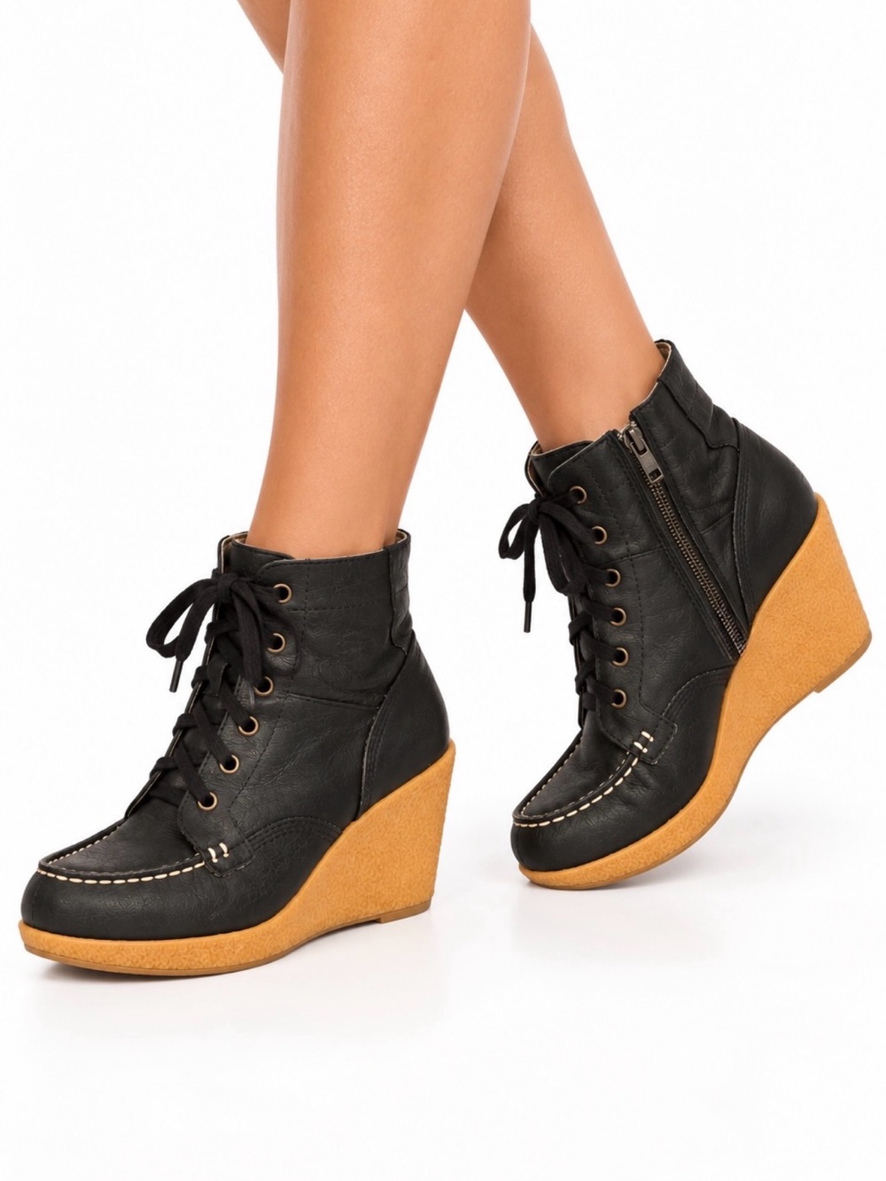 BC Black Wedge Ankle Boots 7.5 size
